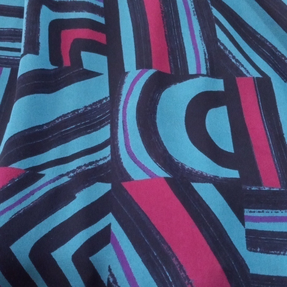 Everly Blue & Fuchsia Graphic Block Print Roll Up Sleeve Pull On Mini Dress - Picture 13 of 15